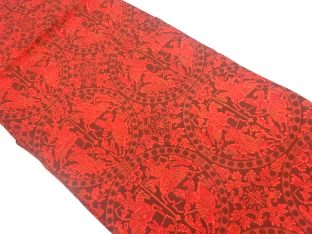 塩瀬連珠狩猟文模様名古屋帯